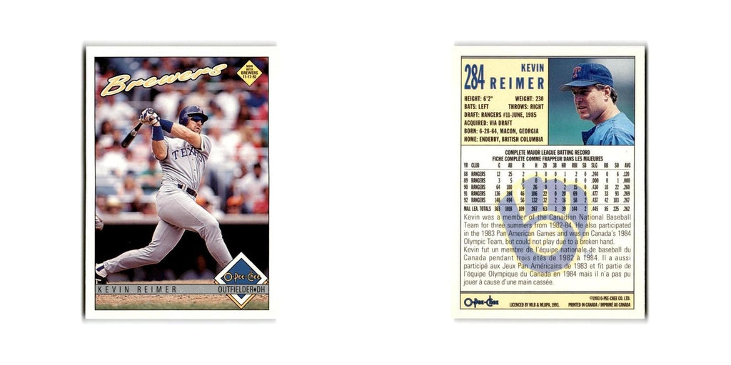 Kevin Reimer 1993 O-Pee-Chee #284 Milwaukee Brewers Baseball Card NM