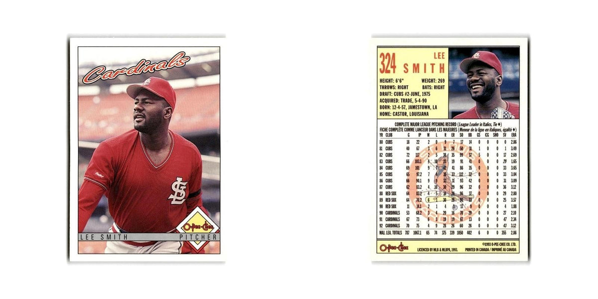 Lee Smith 1993 O-Pee-Chee #324 St. Louis Cardinals Baseball Card NM