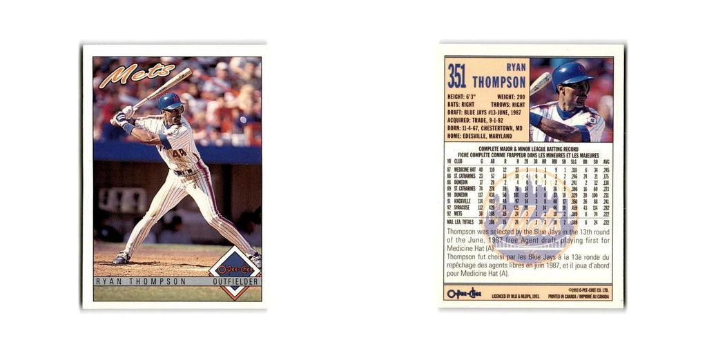 Ryan Thompson 1993 O-Pee-Chee #351 New York Mets Baseball Card NM