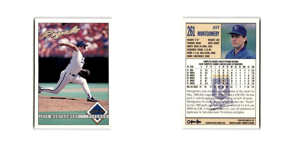 Jeff Montgomery 1993 O-Pee-Chee #261 Kansas City Royals Baseball Card NM
