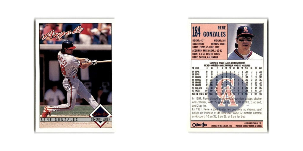 Rene Gonzales 1993 O-Pee-Chee #184 California Angels Baseball Card NM