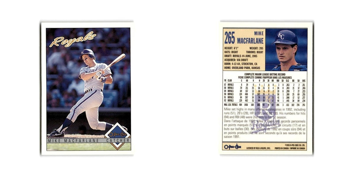 Mike Macfarlane 1993 O-Pee-Chee #265 Kansas City Royals Baseball Card NM