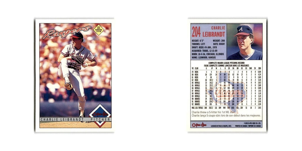 Charlie Leibrandt 1993 O-Pee-Chee #204 Atlanta Braves Baseball Card NM
