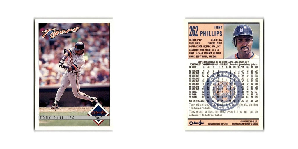 Tony Phillips 1993 O-Pee-Chee #262 Detroit Tigers Baseball Card NM