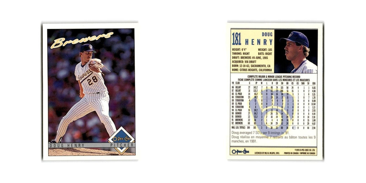 Doug Henry 1993 O-Pee-Chee #181 Milwaukee Brewers Baseball Card NM