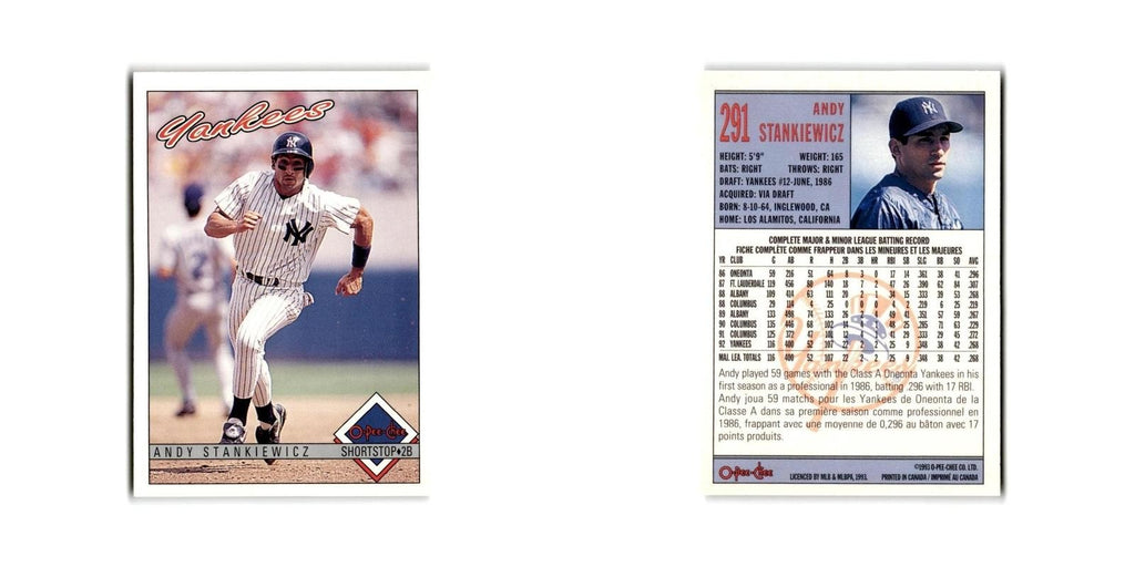 Andy Stankiewicz 1993 O-Pee-Chee #291 New York Yankees Baseball Card NM