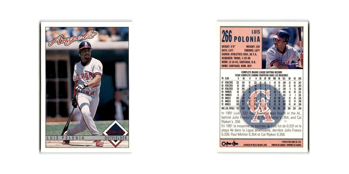 Luis Polonia 1993 O-Pee-Chee #266 California Angels Baseball Card NM