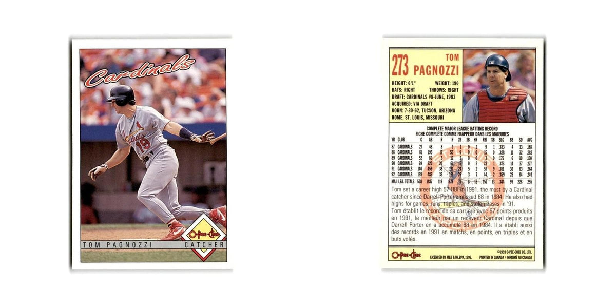 Tom Pagnozzi 1993 O-Pee-Chee #273 St. Louis Cardinals Baseball Card NM