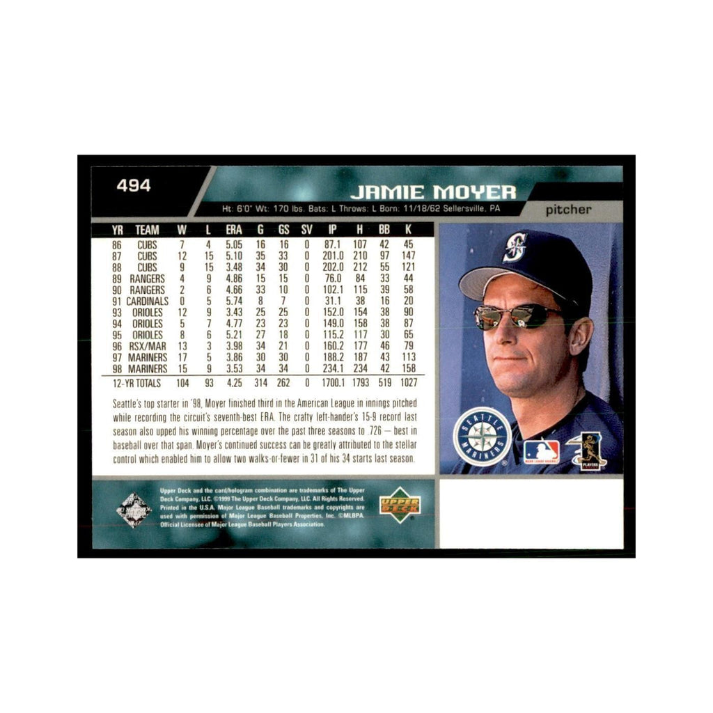 1999 Upper Deck Baseball Card Jamie Moyer Mariners #494.0