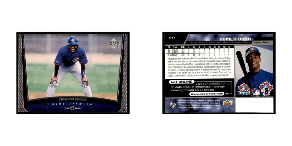 1999 Upper Deck Baseball Card Homer Bush Blue Jays #511.0