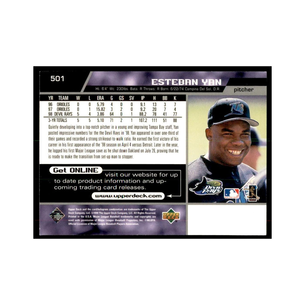 1999 Upper Deck Baseball Card Esteban Yan Rays #501.0