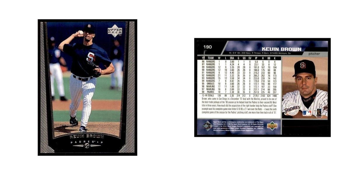 1999 Upper Deck Baseball Card Kevin Brown Padres #190.0