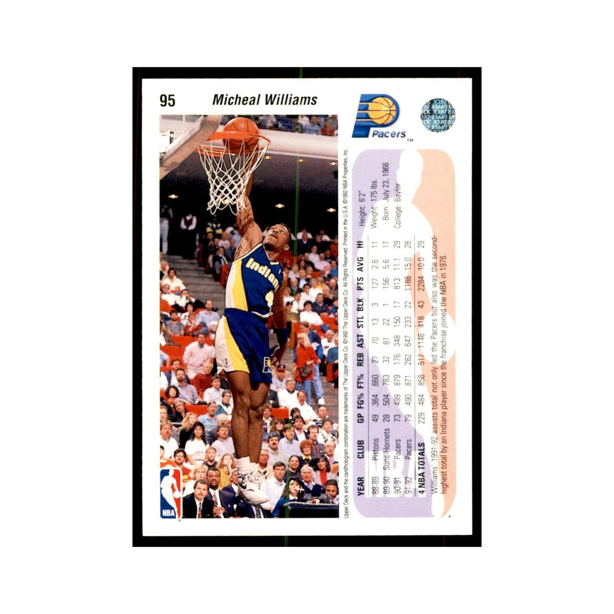 1992 Upper Deck Micheal Williams Basketball Cards #95