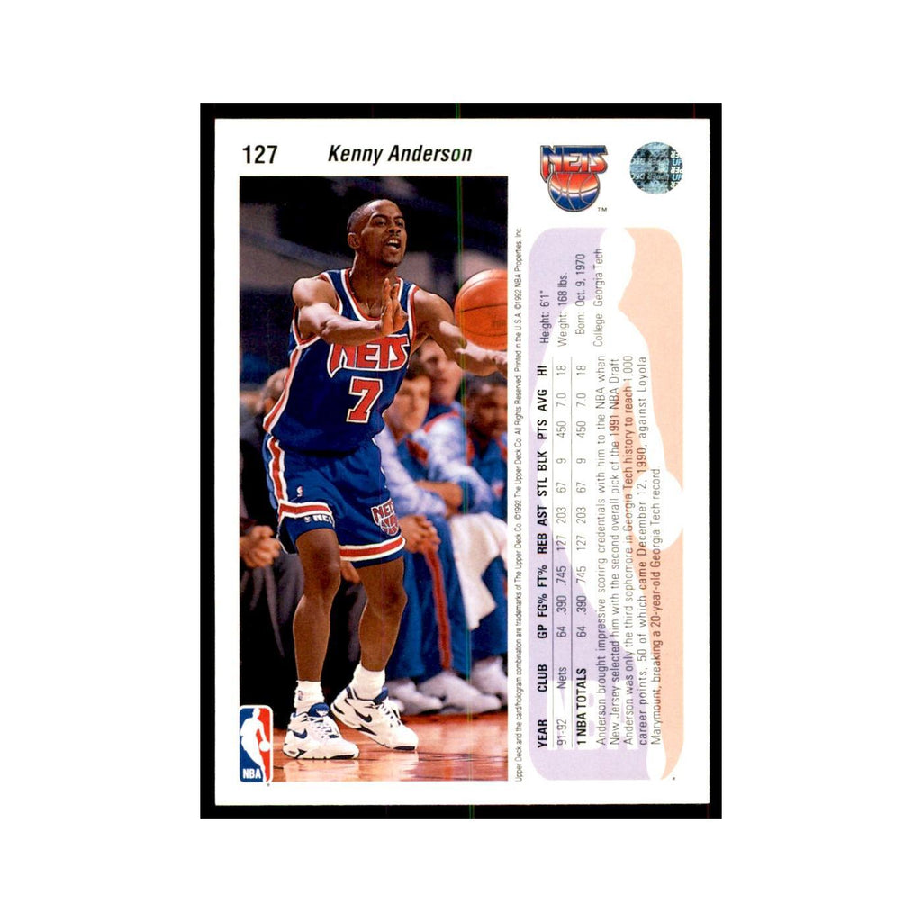 1992 Upper Deck Kenny Anderson Basketball Cards #127