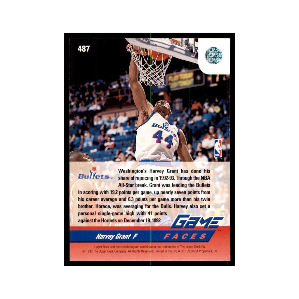 1992 Upper Deck Harvey Grant Basketball Cards #487