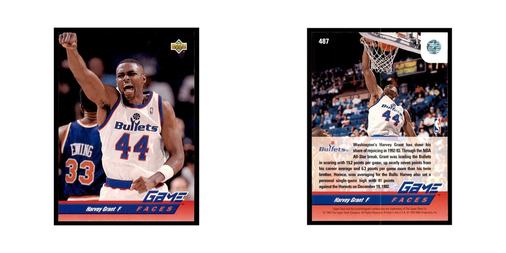 1992 Upper Deck Harvey Grant Basketball Cards #487