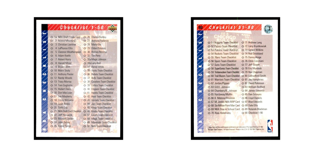 1992 Upper Deck Checklist 1-90 Basketball Cards #90