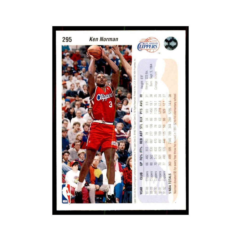 1992 Upper Deck Ken Norman Basketball Cards #295