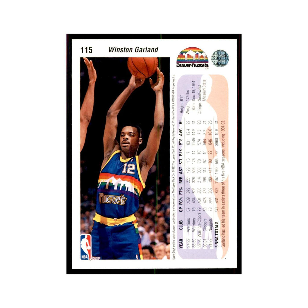 1992 Upper Deck Winston Garland Basketball Cards #115