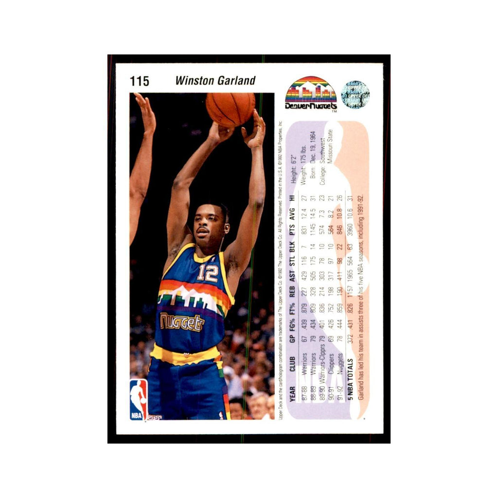 1992 Upper Deck Winston Garland Basketball Cards #115