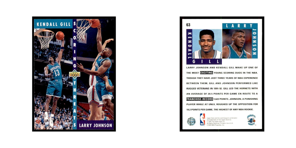1992 Upper Deck Kendall Gill/Larry Johnson Basketball Cards #63