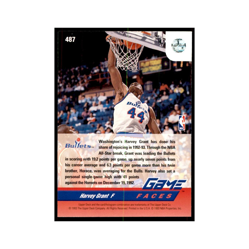 1992 Upper Deck Harvey Grant Basketball Cards #487