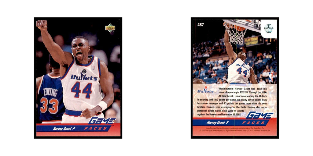 1992 Upper Deck Harvey Grant Basketball Cards #487