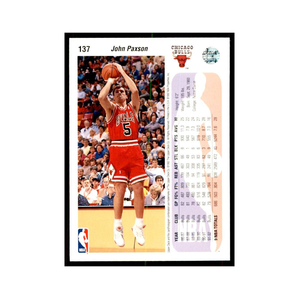 1992 Upper Deck John Paxson Basketball Cards #137
