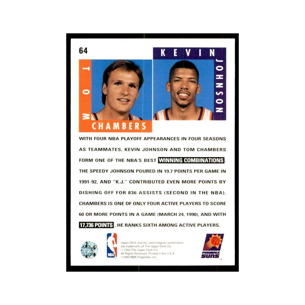1992 Upper Deck Tom Chambers/Kevin Johnson Basketball Cards #64