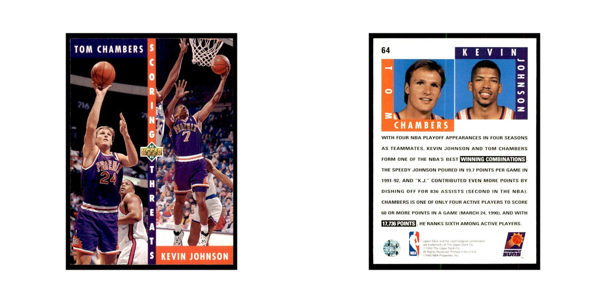 1992 Upper Deck Tom Chambers/Kevin Johnson Basketball Cards #64