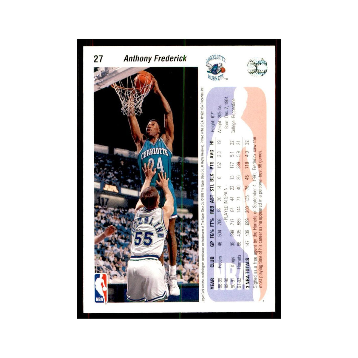 1992 Upper Deck Anthony Frederick Basketball Cards #27