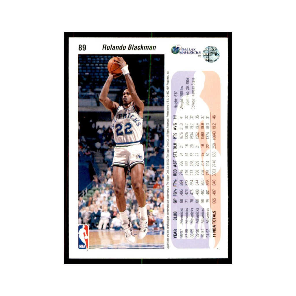 1992 Upper Deck Rolando Blackman Basketball Cards #89