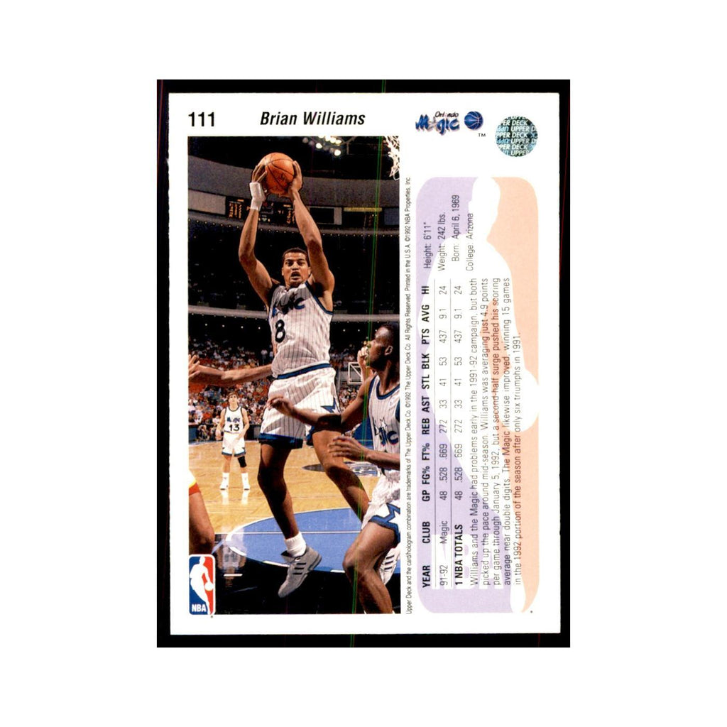 1992 Upper Deck Brian Williams Basketball Cards #111