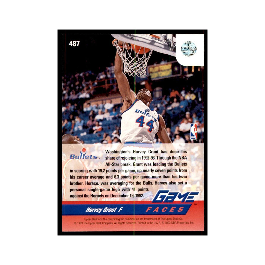 1992 Upper Deck Harvey Grant Basketball Cards #487