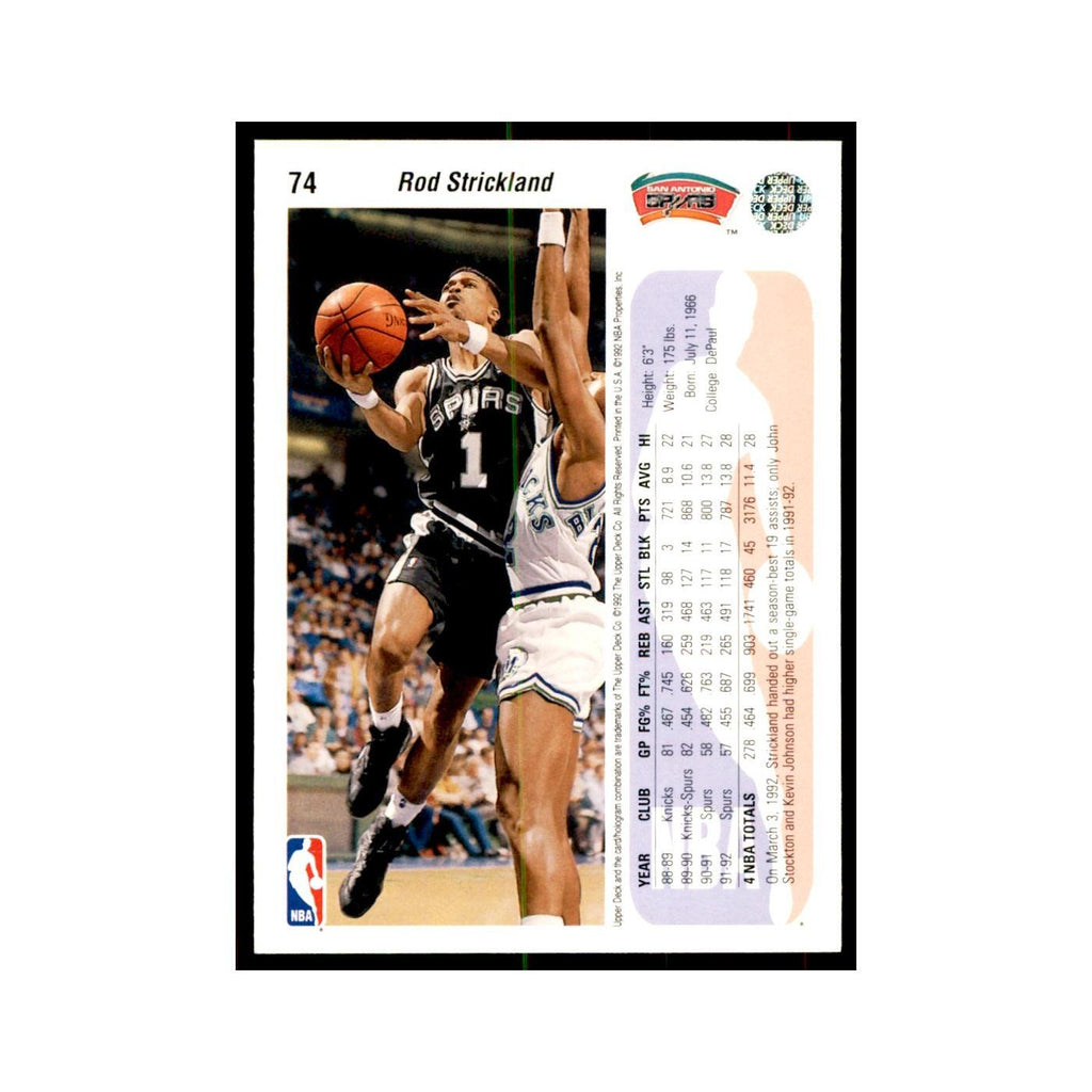 1992 Upper Deck Rod Strickland Basketball Cards #74
