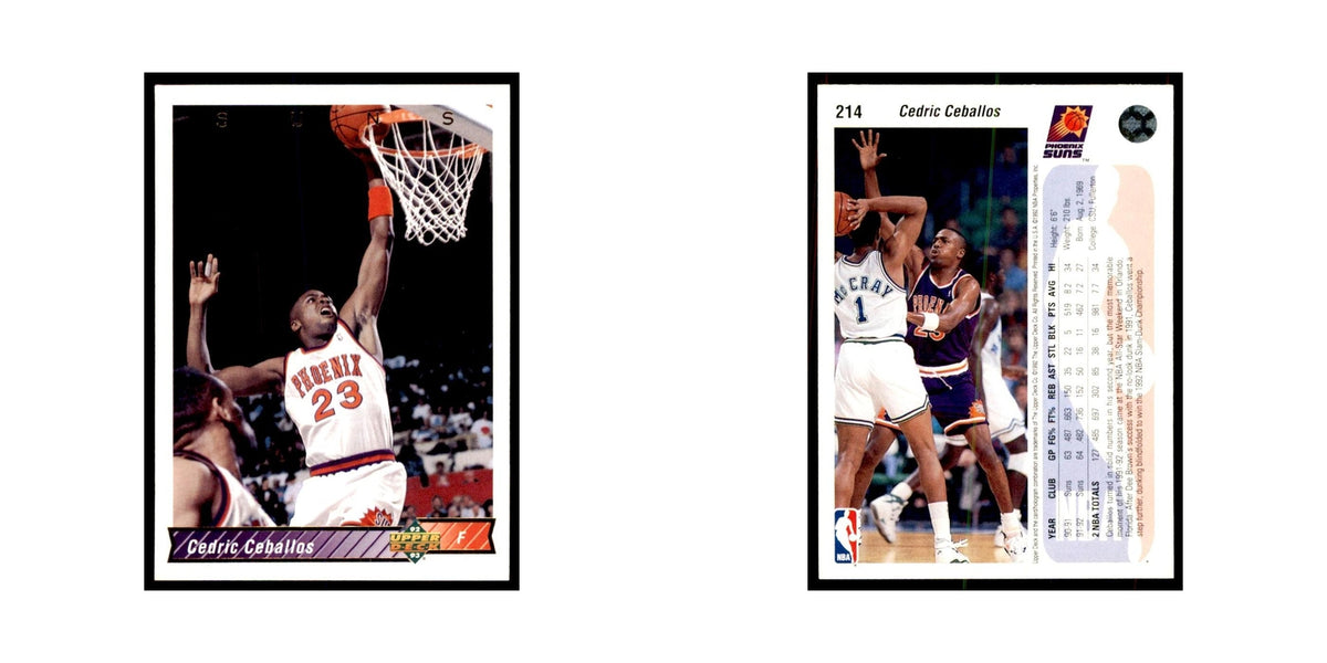 1992 Upper Deck Cedric Ceballos Basketball Cards #214