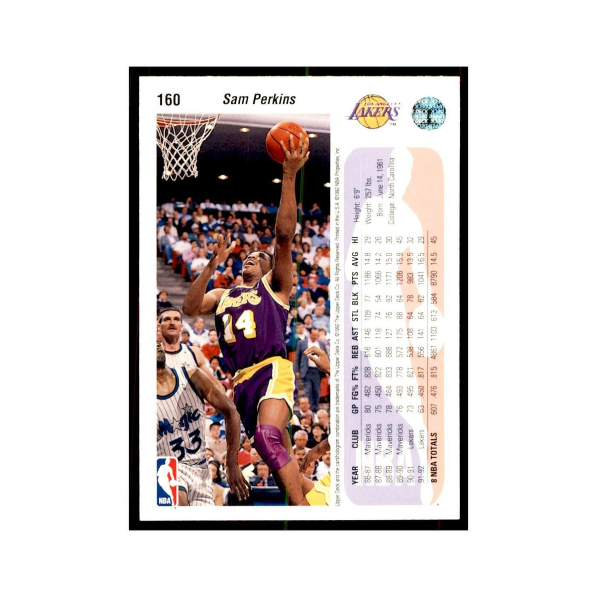 1992 Upper Deck Sam Perkins Basketball Cards #160