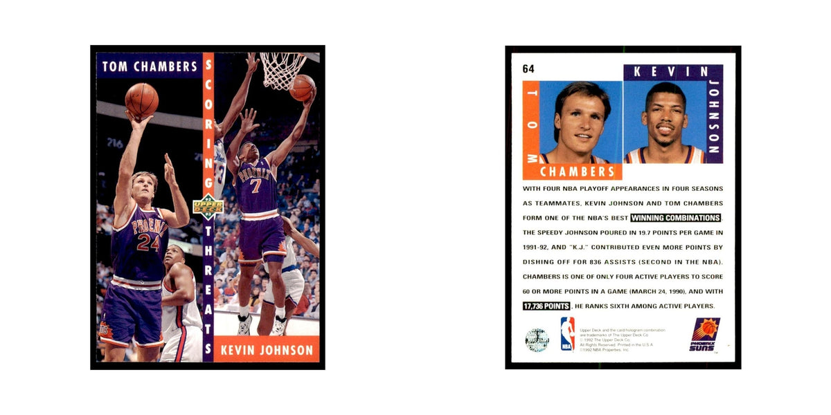 1992 Upper Deck Tom Chambers/Kevin Johnson Basketball Cards #64
