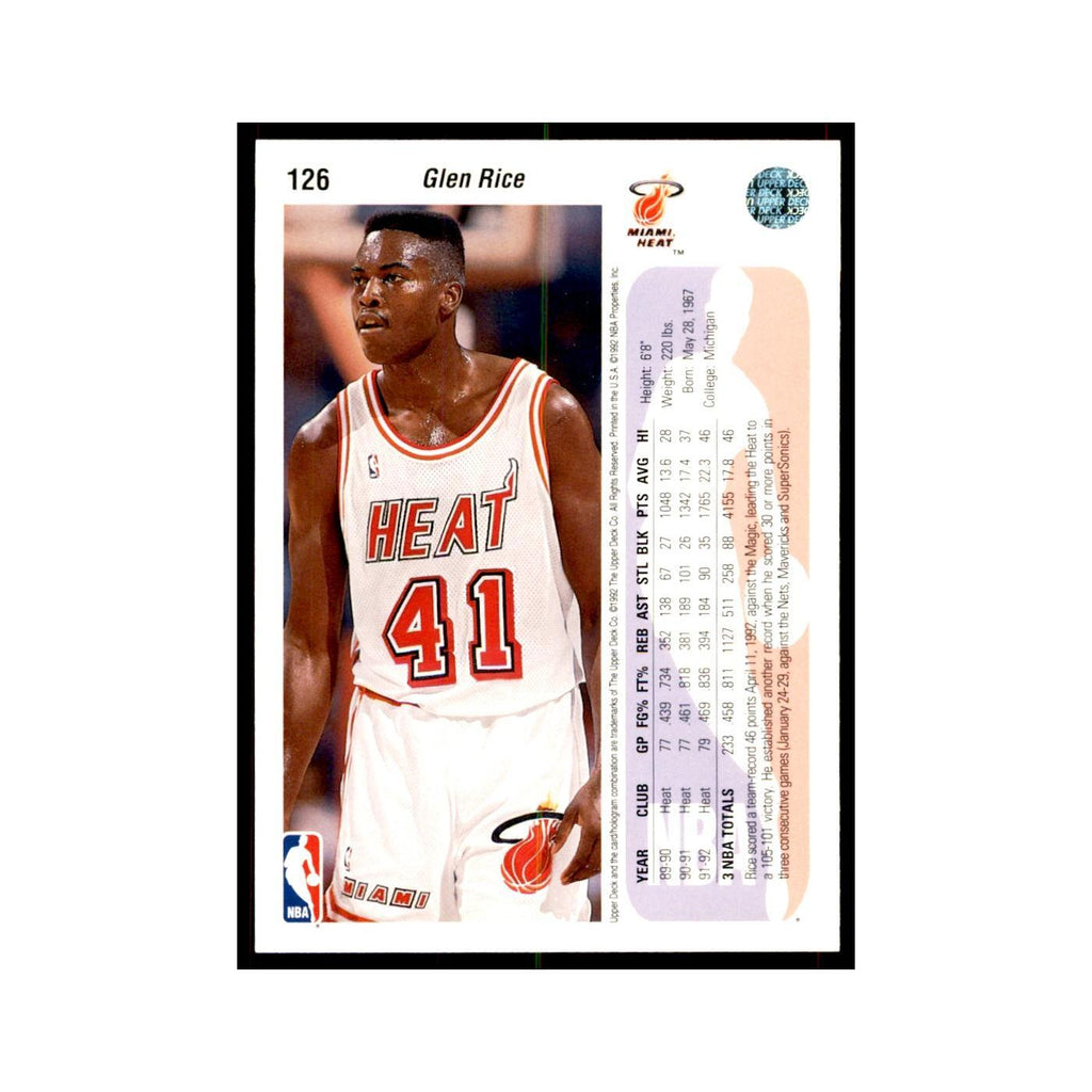 1992 Upper Deck Glen Rice Basketball Cards #126