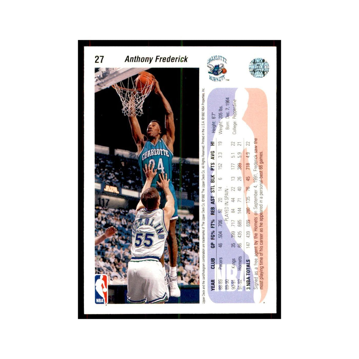 1992 Upper Deck Anthony Frederick Basketball Cards #27