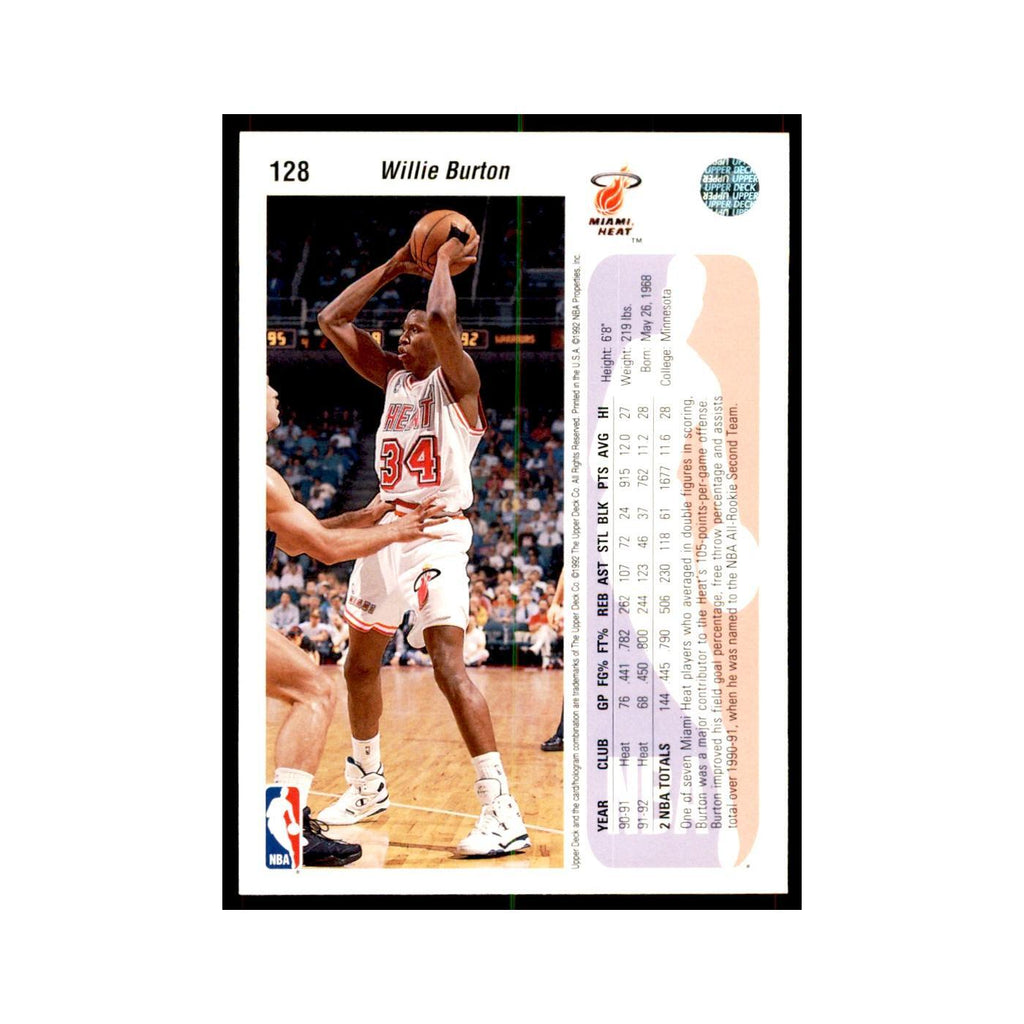 1992 Upper Deck Willie Burton Basketball Cards #128
