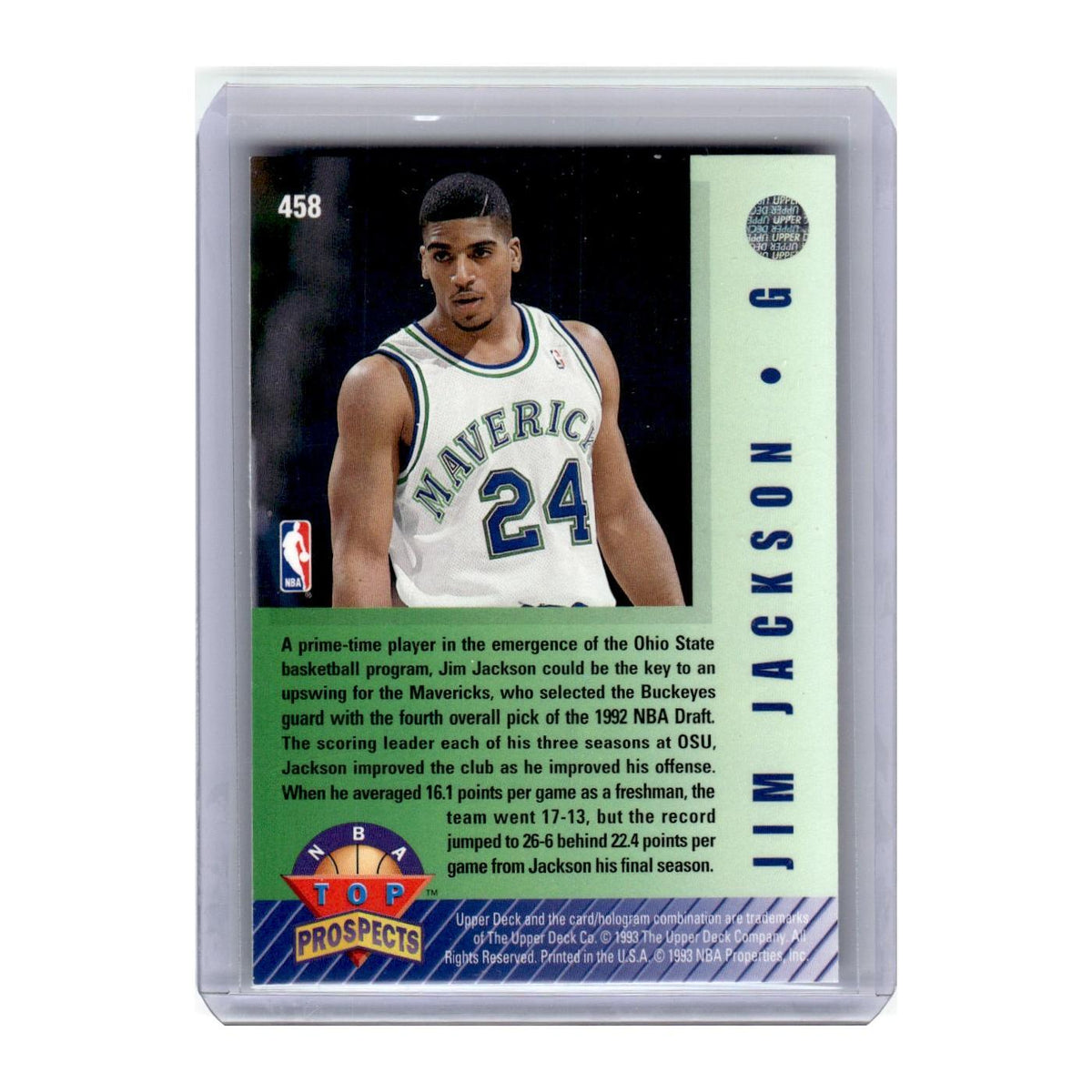 1992 Upper Deck Jim Jackson Mavericks #458