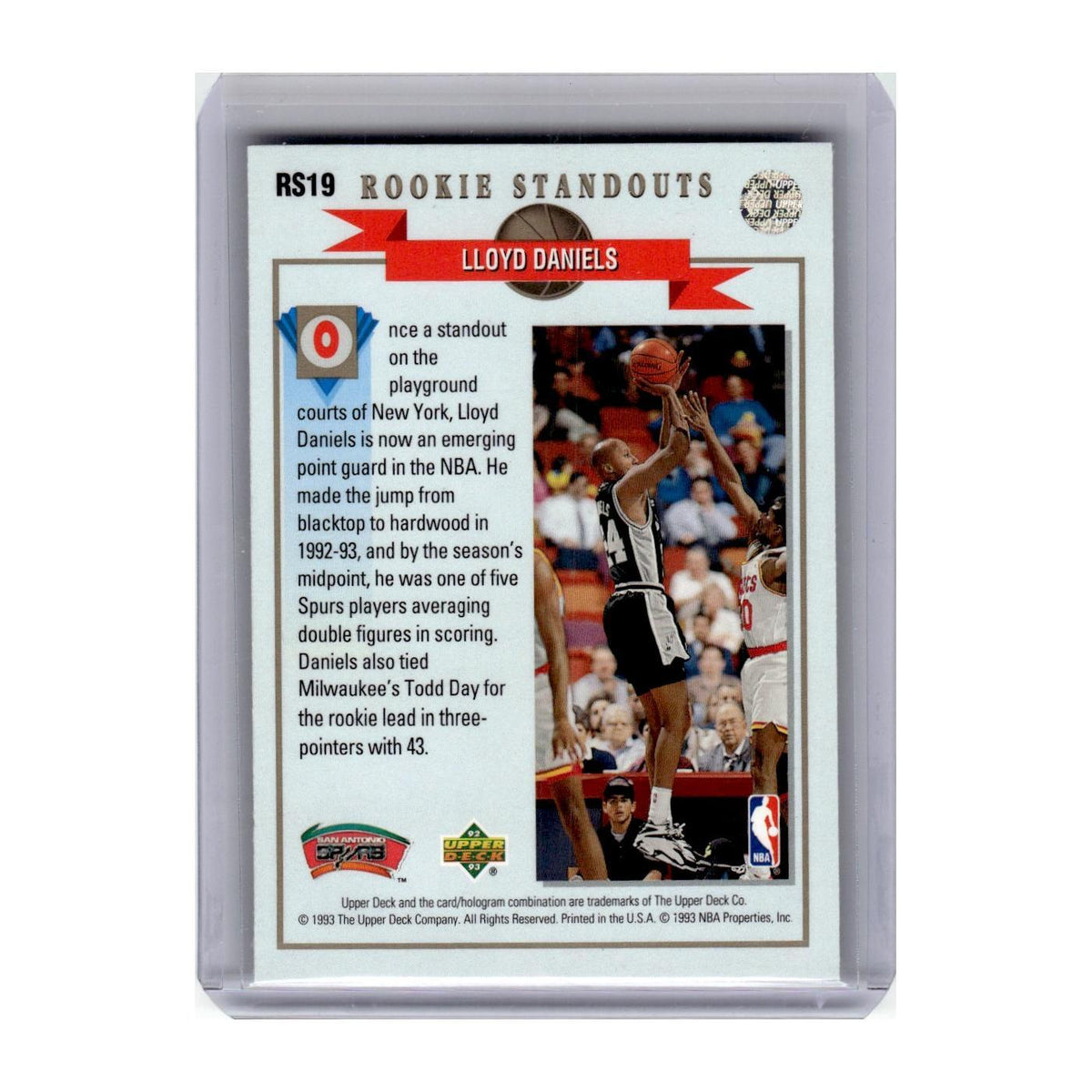 1992 Upper Deck Rookie Standouts Lloyd Daniels Spurs #RS19