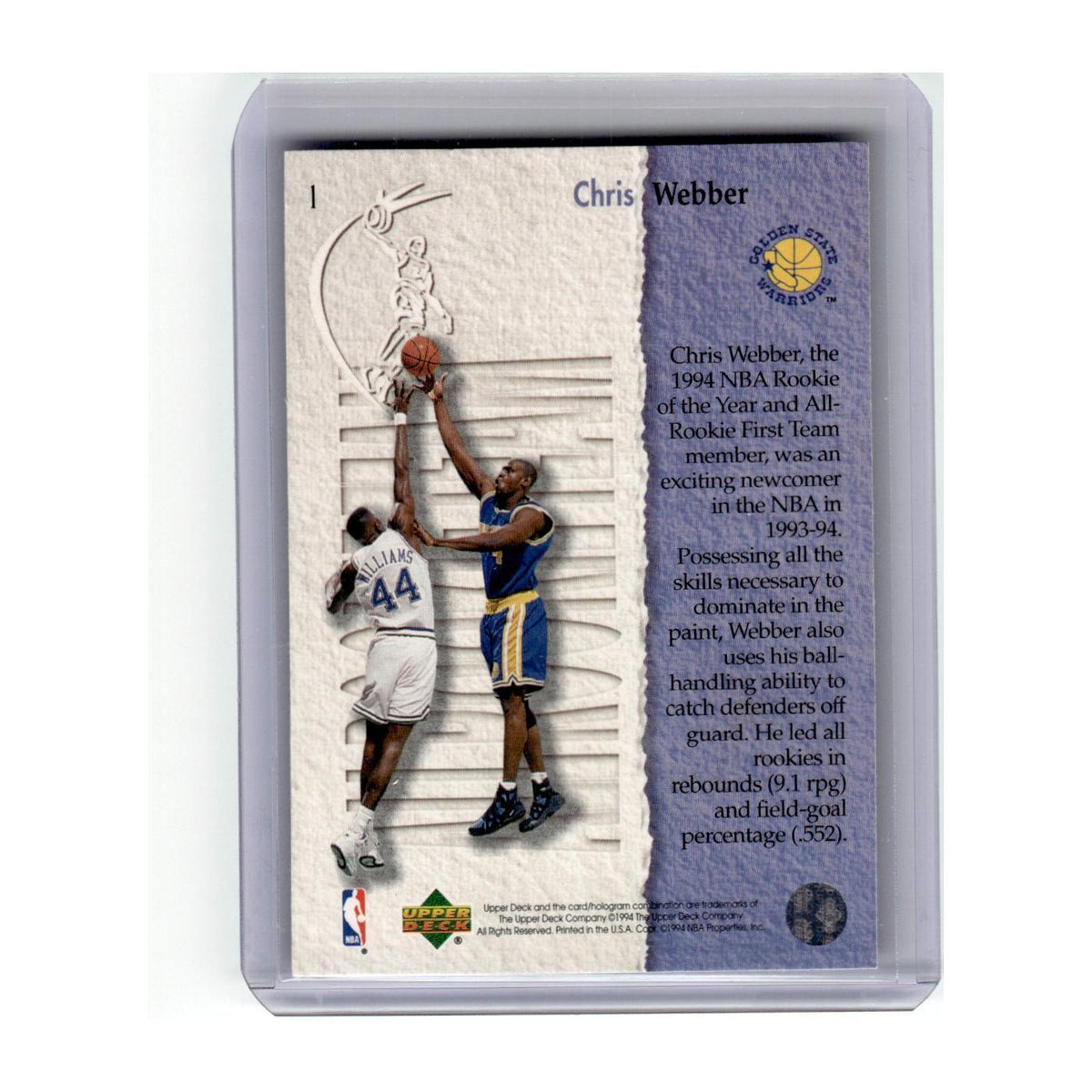 1994 Upper Deck Chris Webber Golden State Warriors #1