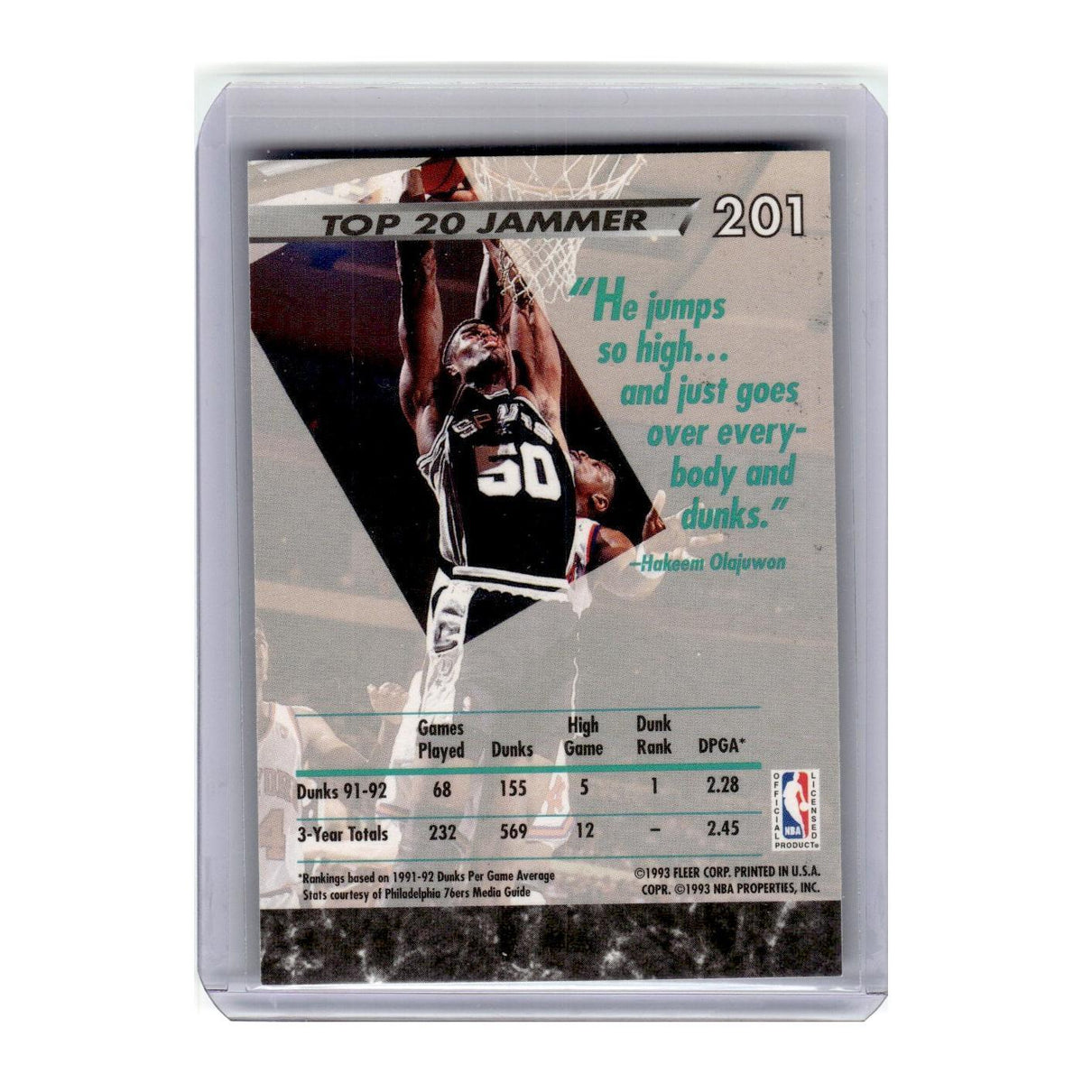 1992 Fleer Ultra David Robinson Spurs #201