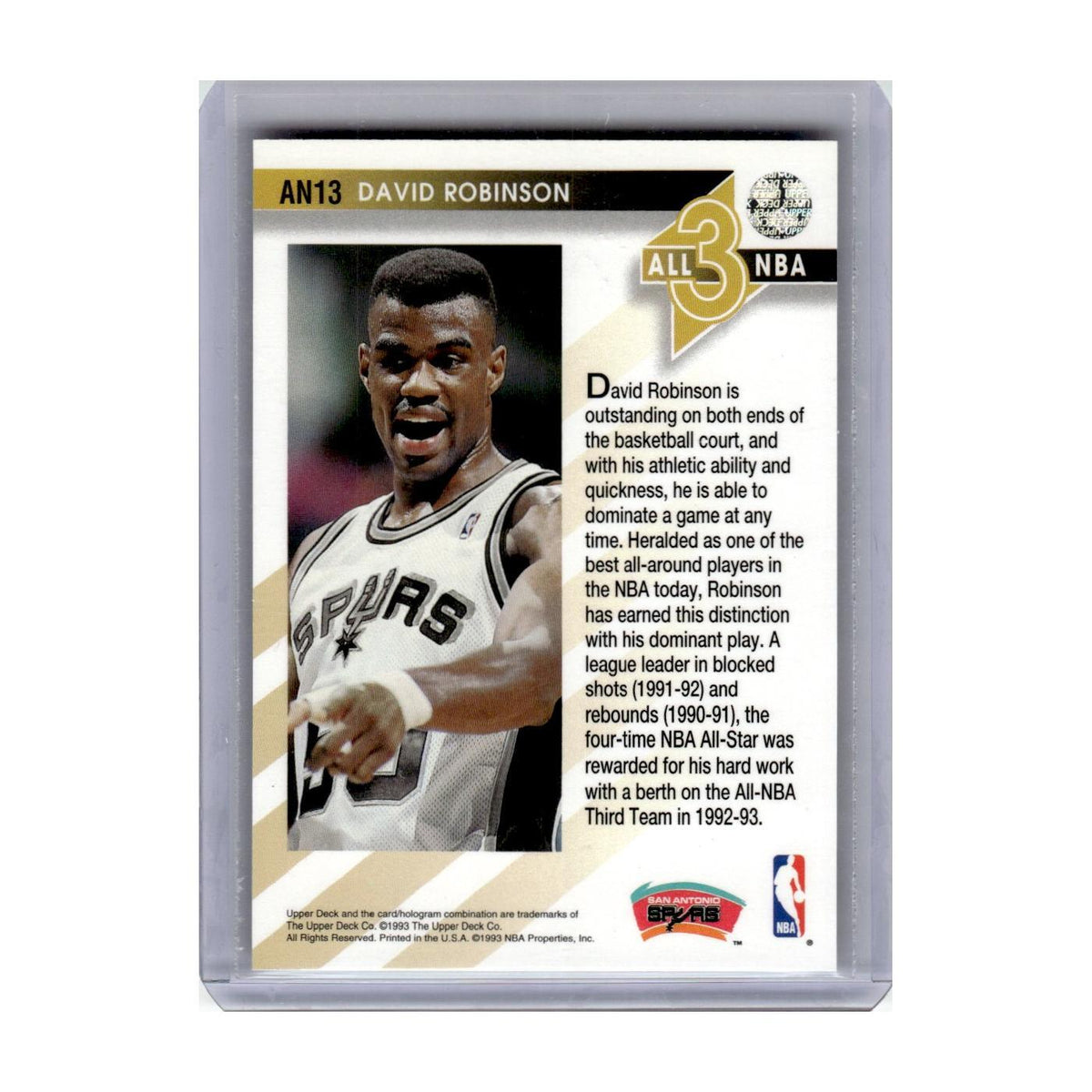 1993 Upper Deck All-NBA David Robinson Spurs #AN13