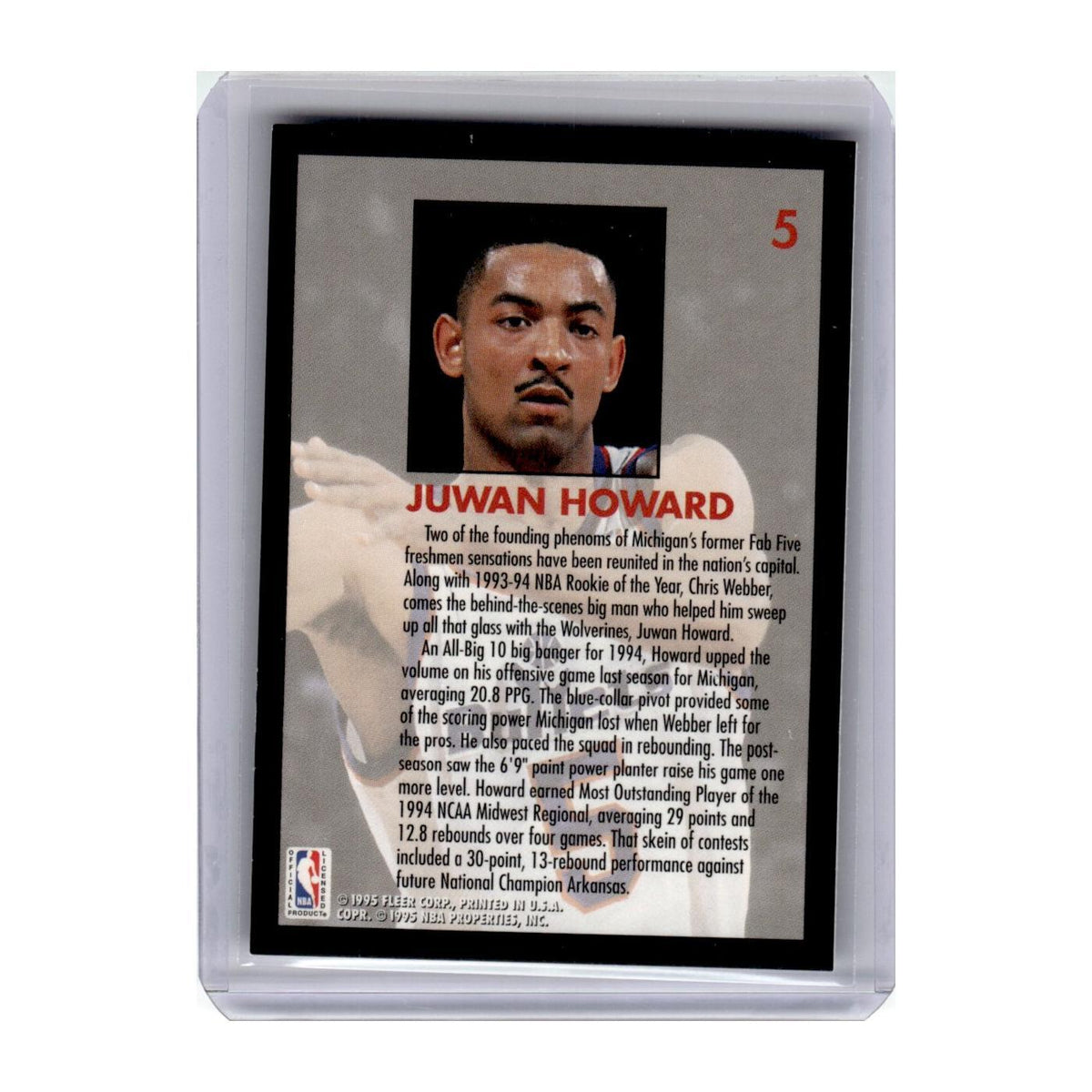 1994 Fleer Lottery Juwan Howard Washington Bullets #5