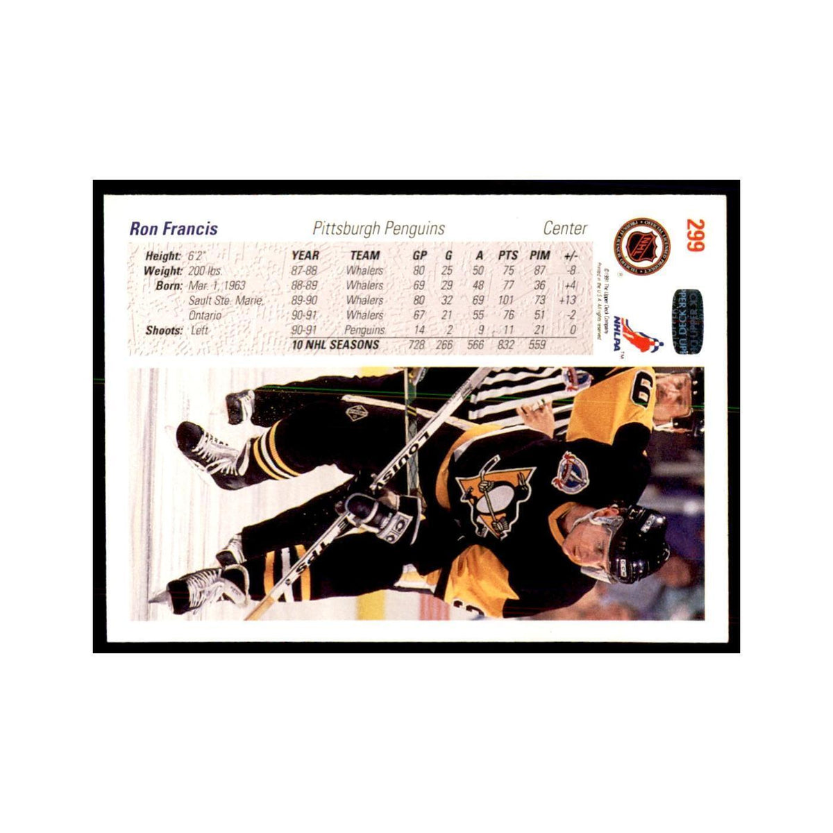 1991 Upper Deck Ron Francis Hockey Cards #299