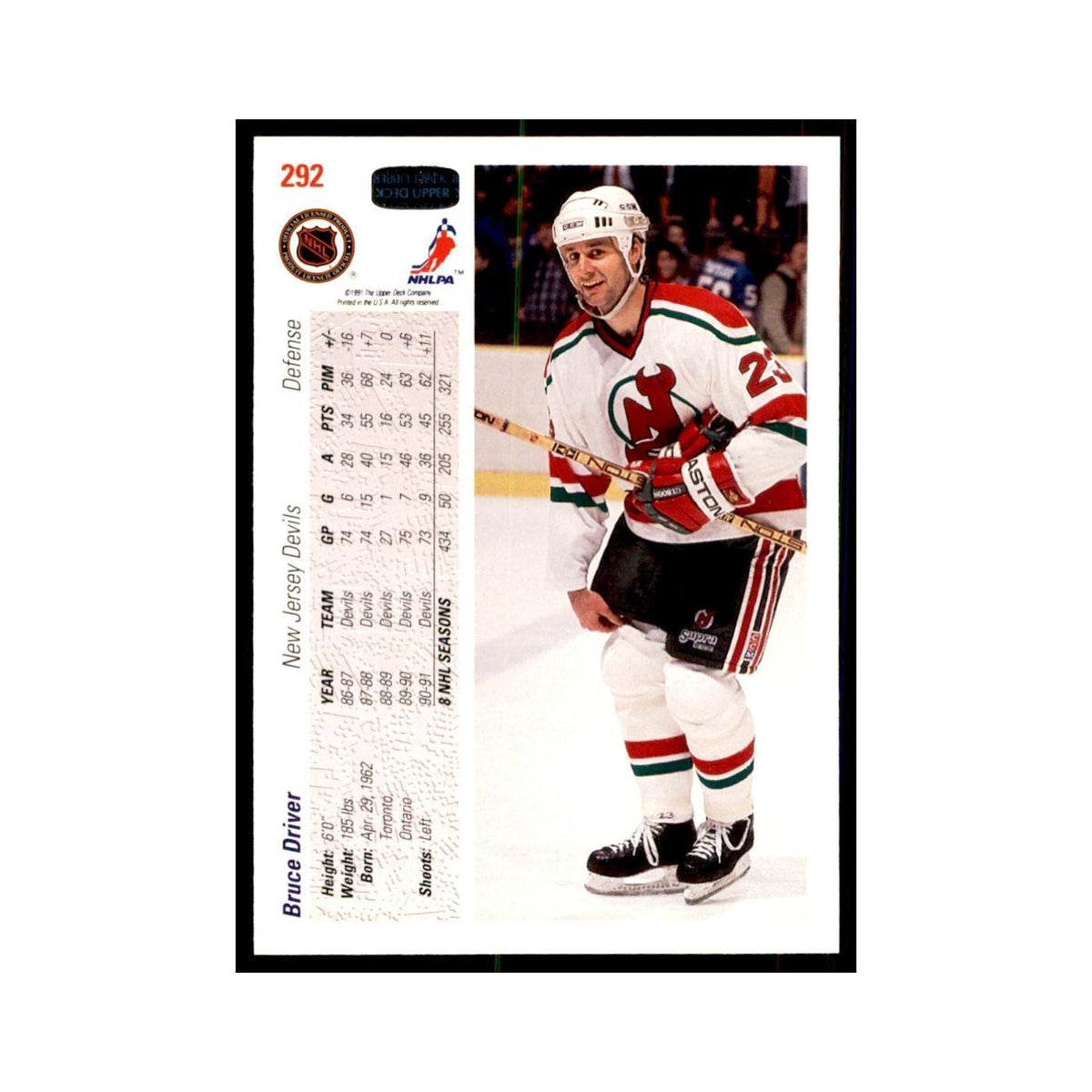 1991 Upper Deck Bruce Driver Hockey Cards #292