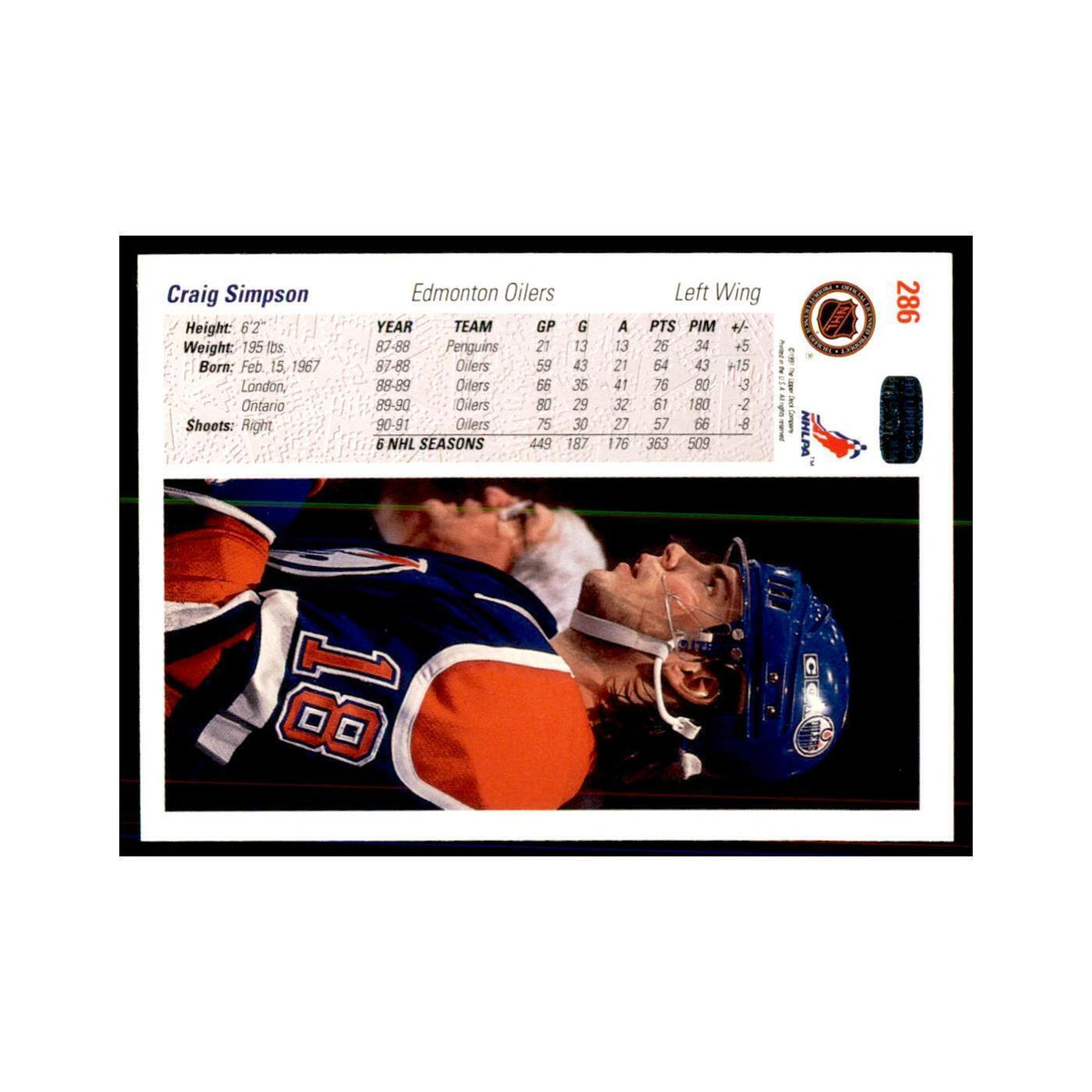 1991 Upper Deck Craig Simpson Hockey Cards #286